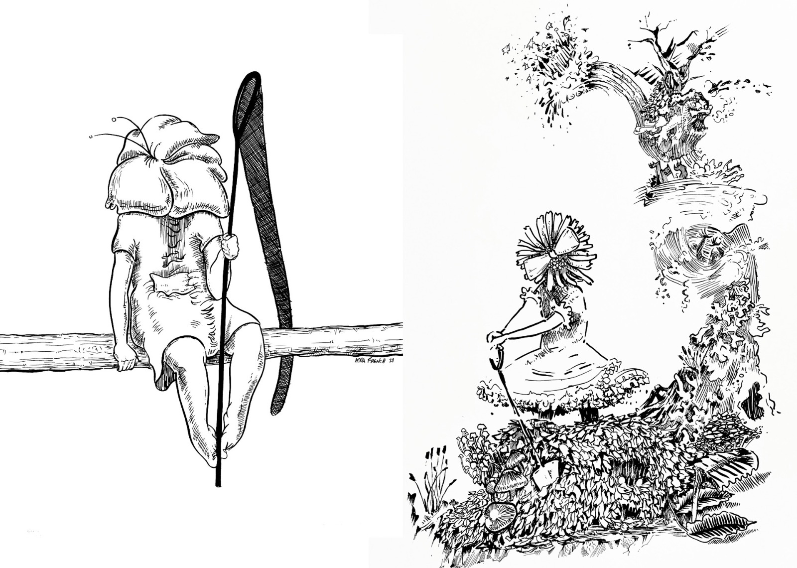 Flowergirl Hunting Butterflies | Flowergirl with a Shovel