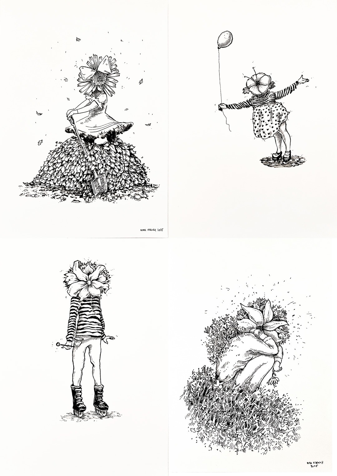 Flowergirl with a Shovel | Flowergirl with a Balloon | Flowergirl in Rollers | Flowerboy on the Grass
